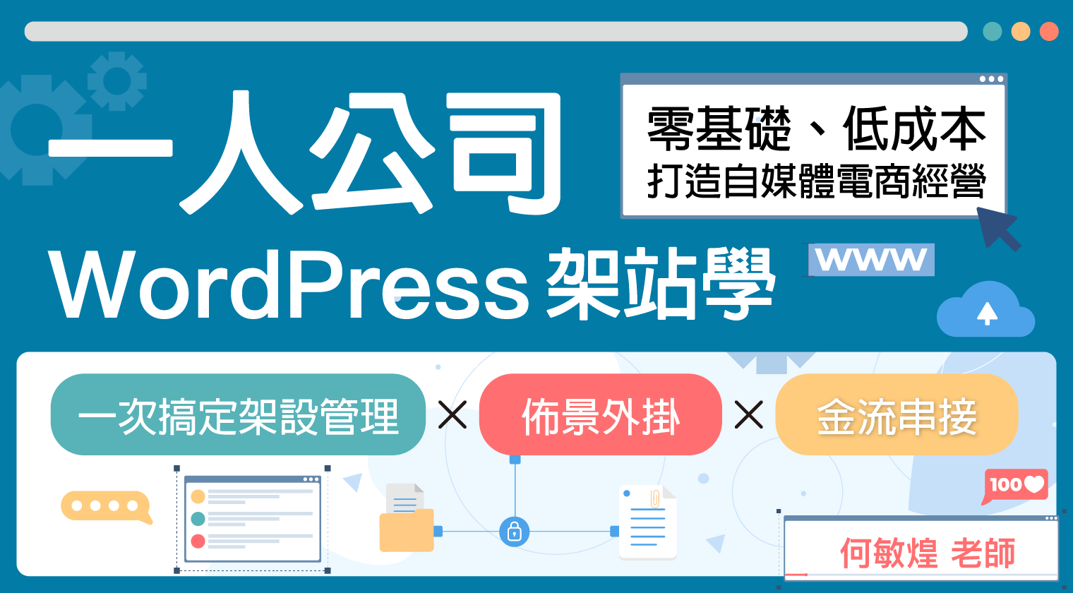 一人公司WordPress架站學：一次搞定架設管理×佈景外掛×金流串接！